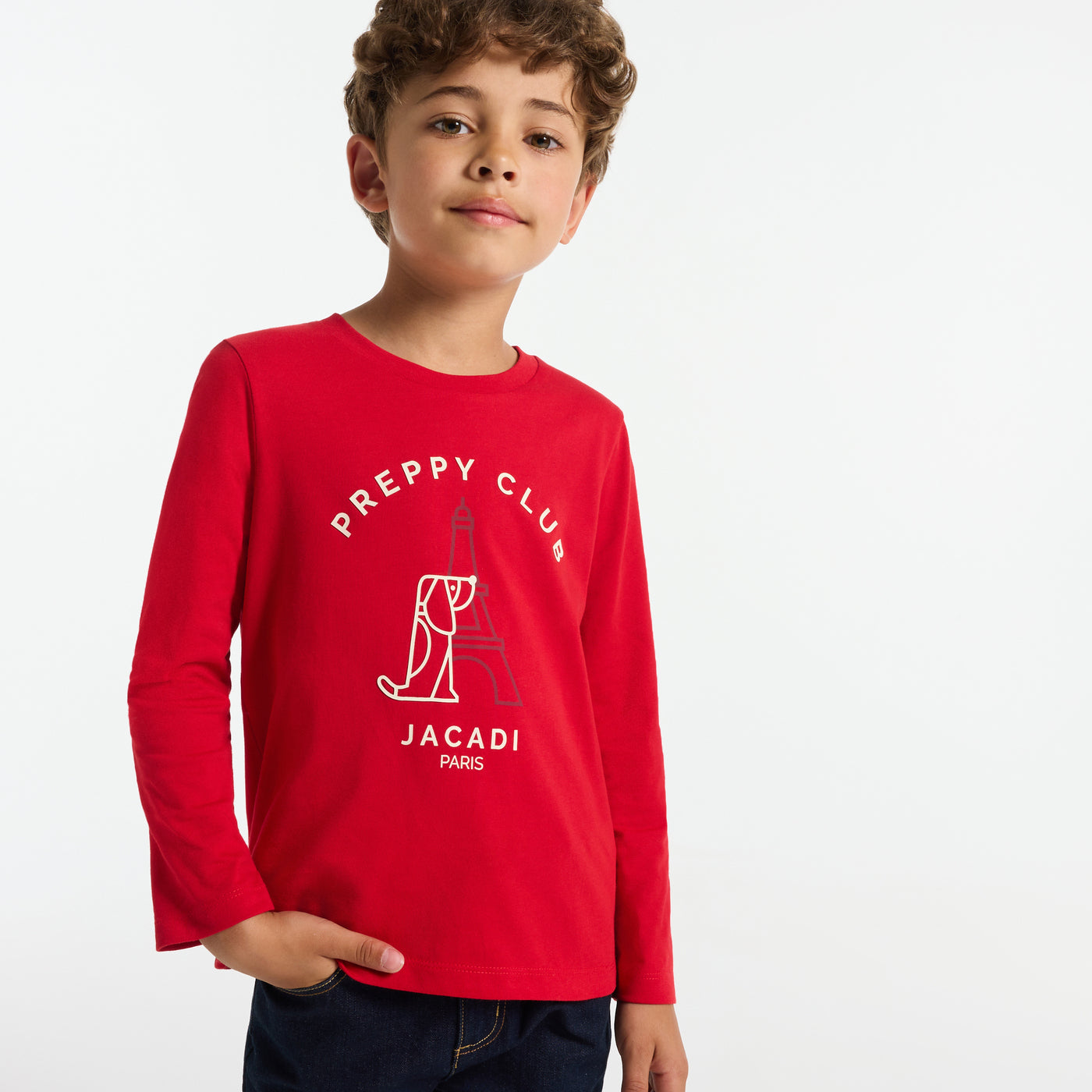 Boy long-sleeved T-shirt - rouge brique