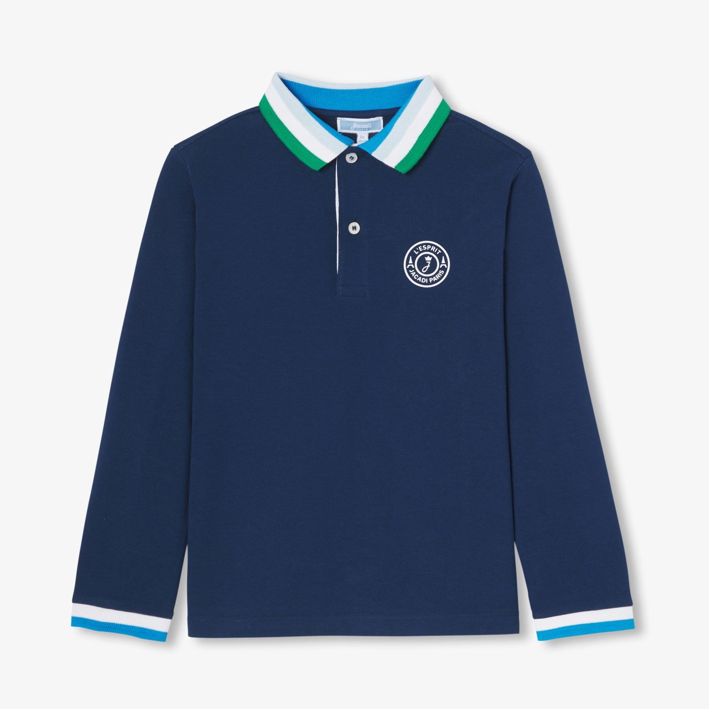 Boy polo shirt in cotton piqué - bleu marne