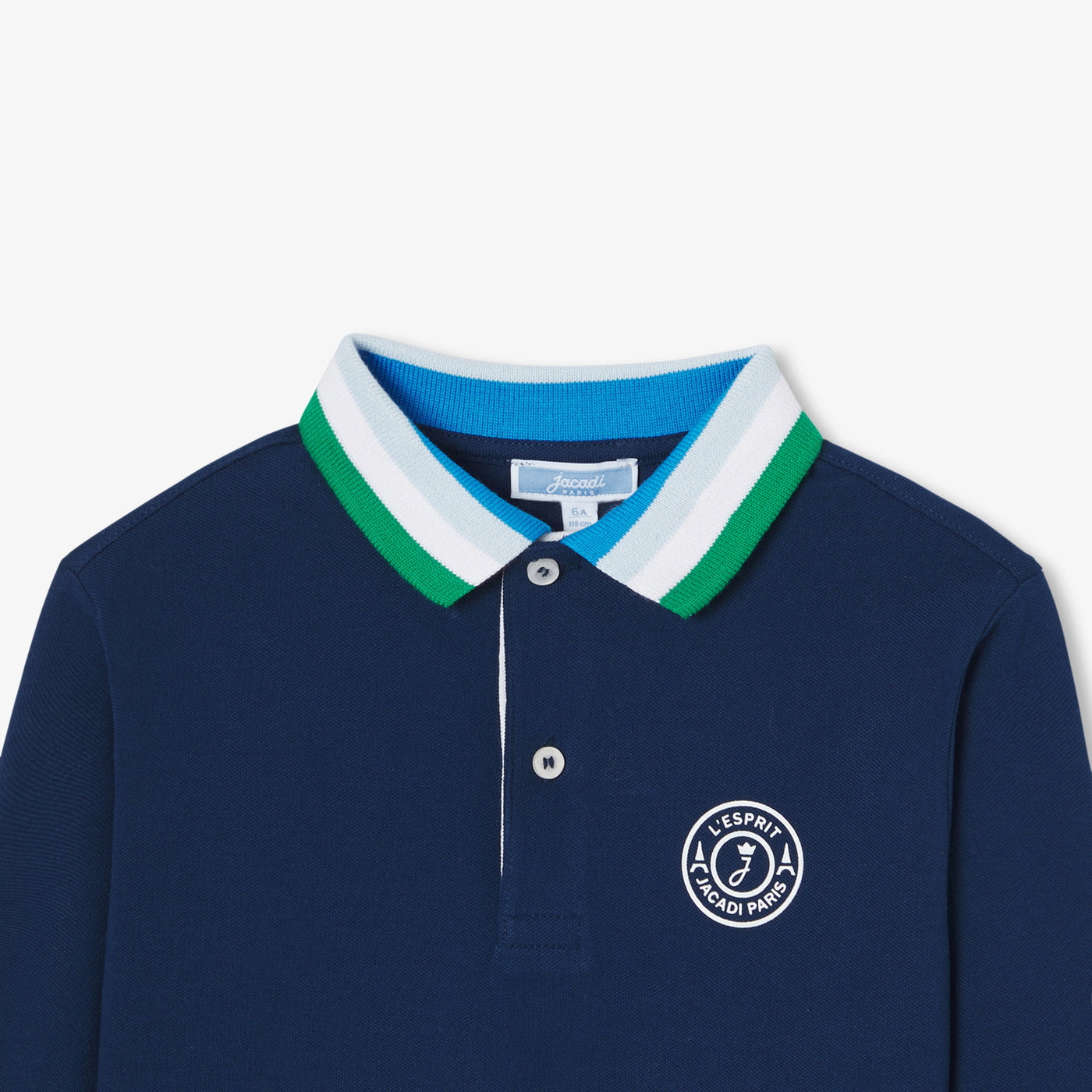 Boy polo shirt in cotton piqué - bleu marne