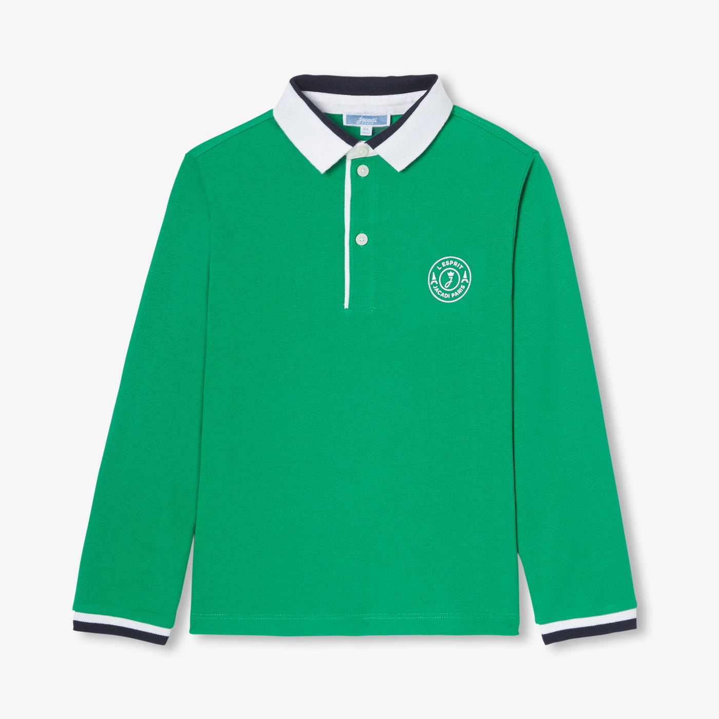 Boy polo shirt in cotton piqué - vert cresson