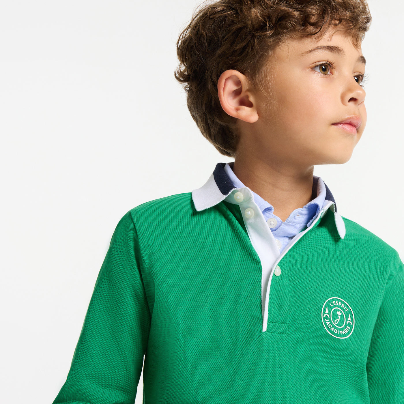 Boy polo shirt in cotton piqué - vert cresson