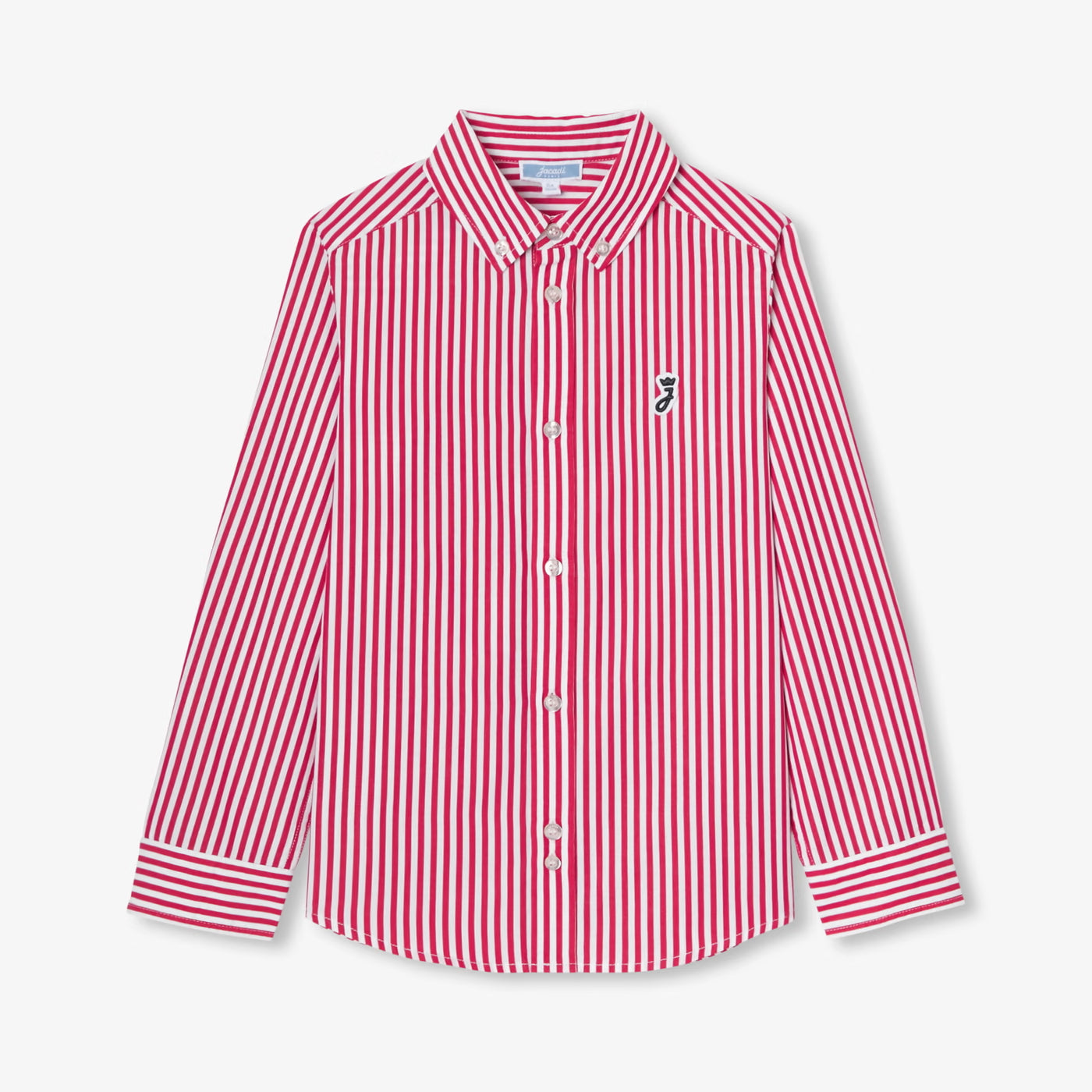 Children's striped poplin shirt - white/red
