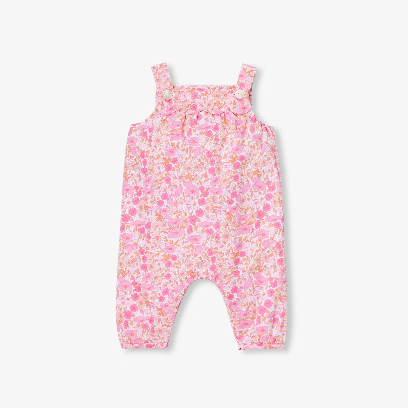 Baby girl dungarees in Liberty fabric - pink/multico