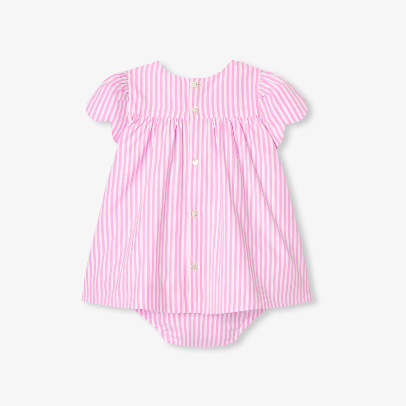 Baby girl's striped poplin dress - pink/white