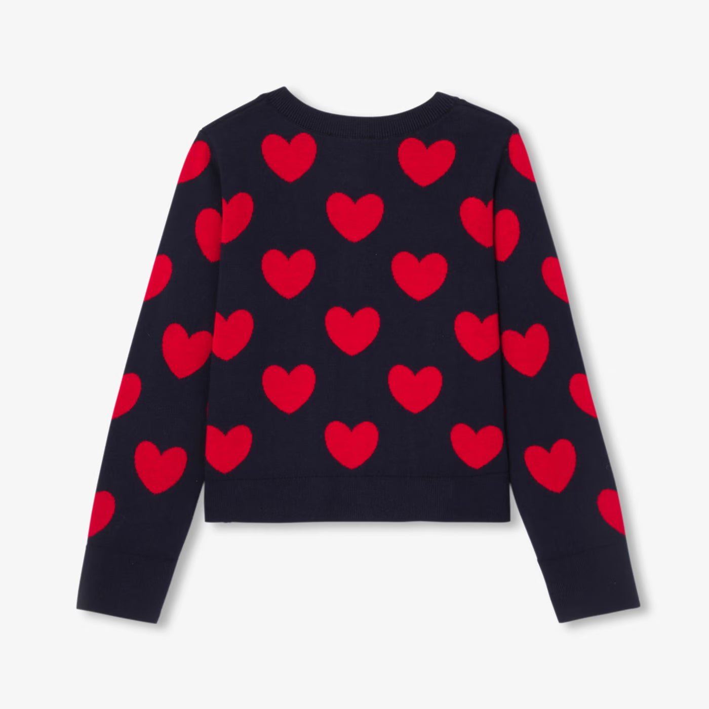 Girl jacquard heart cardigan - marine/rouge