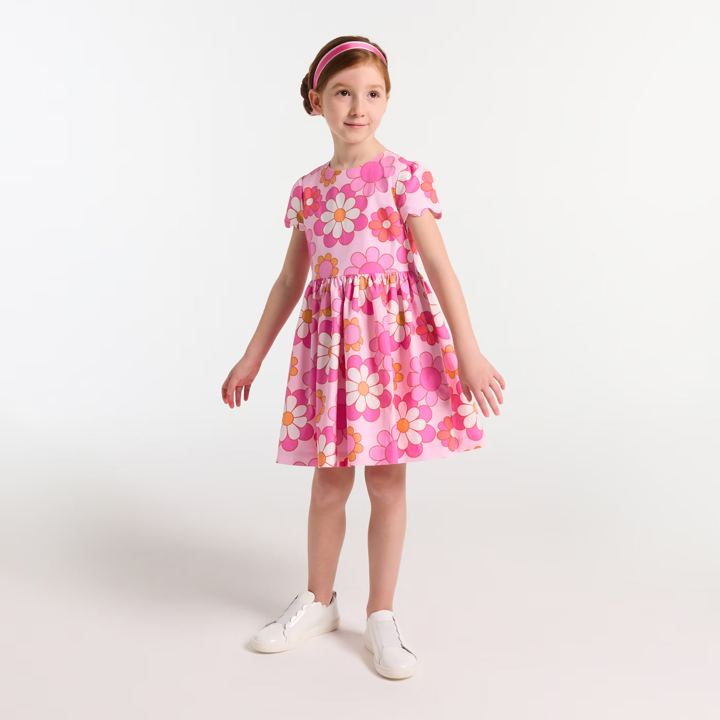 Girls' floral dress - pink/multicolor