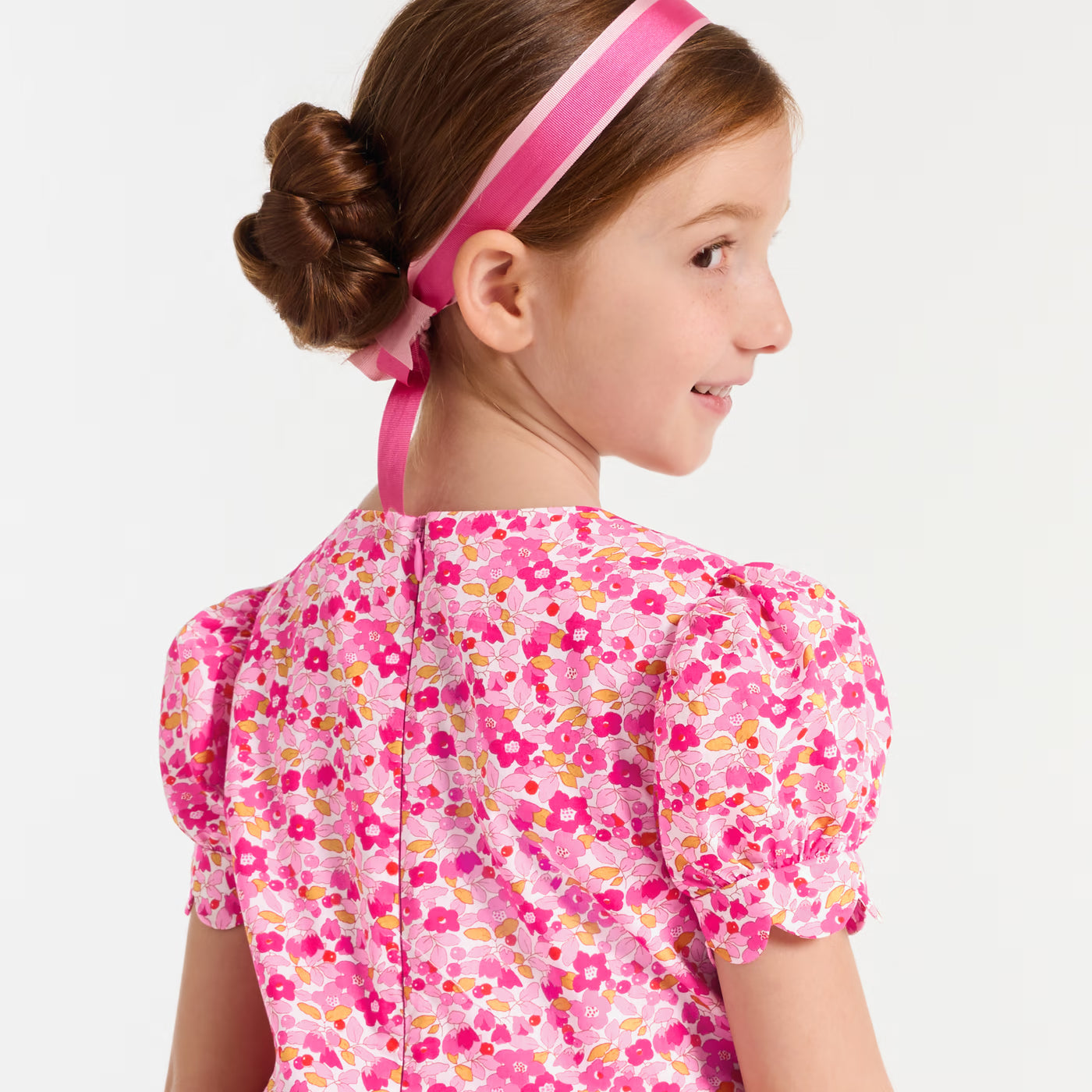 Girls' dress in Liberty fabric - pink/multicolor