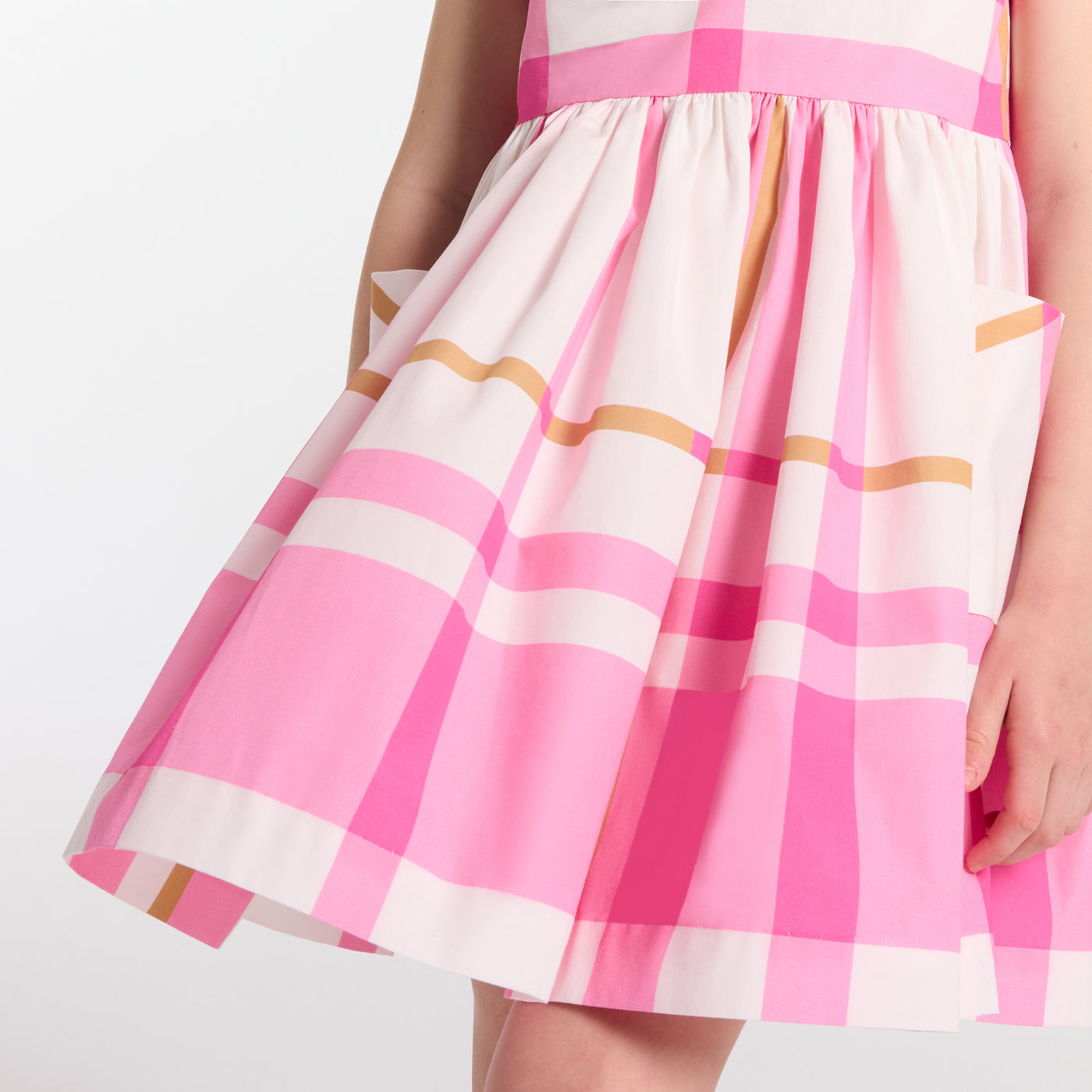 Girl plaid dress - blanc doux/multico