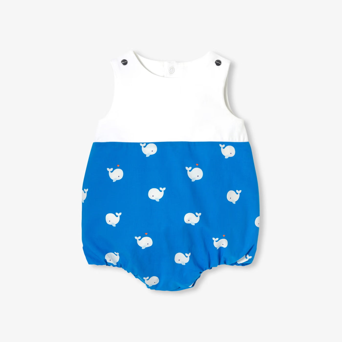Two-material baby romper - white/blue