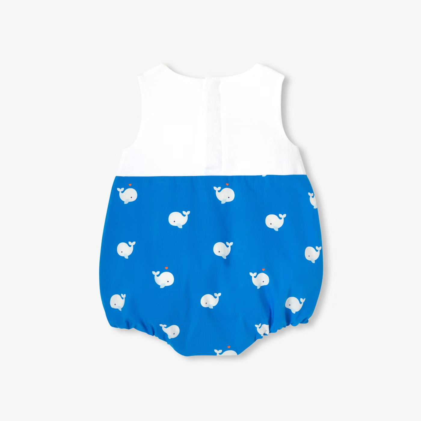 Two-material baby romper - white/blue