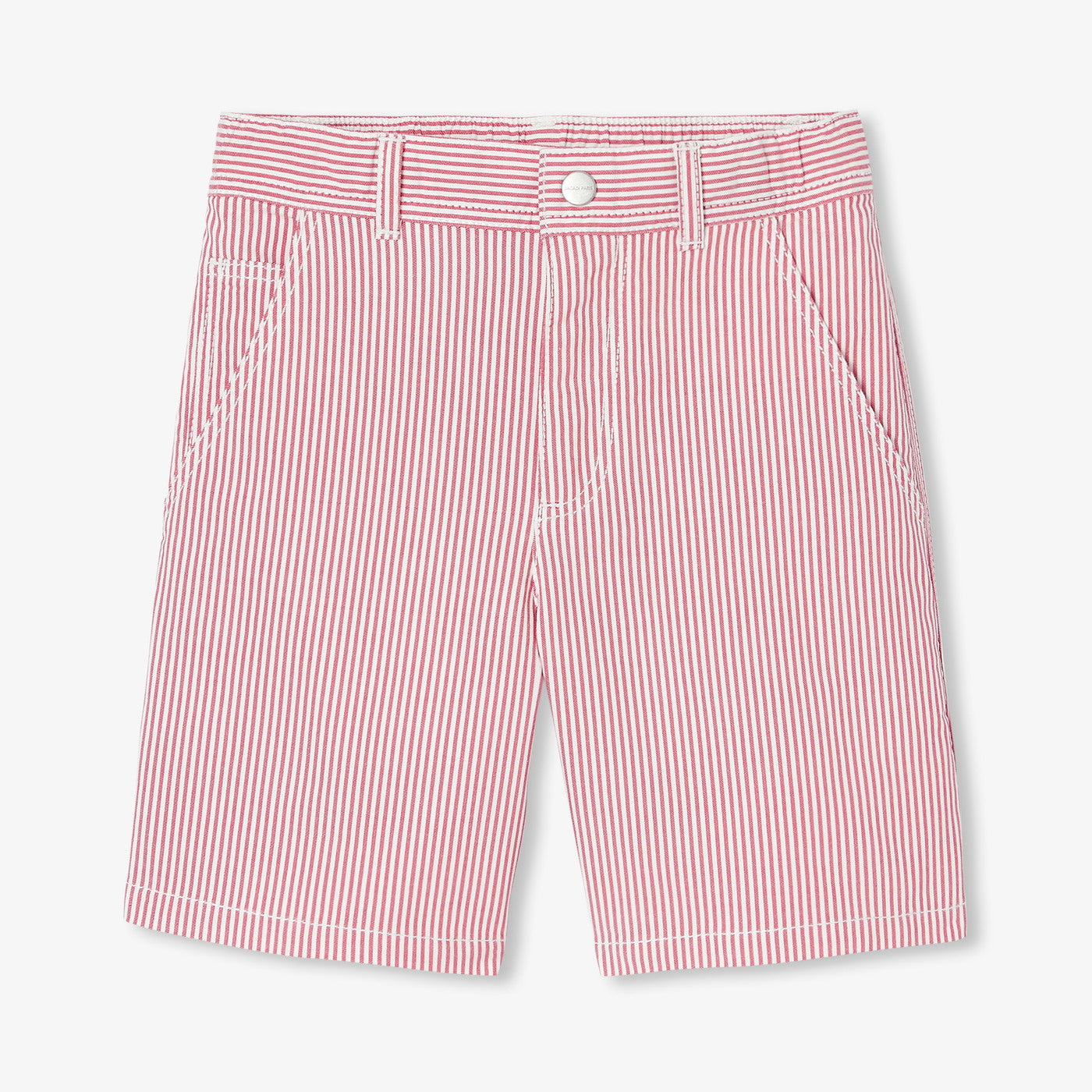 Boys' Bermuda shorts in striped twill - white/red