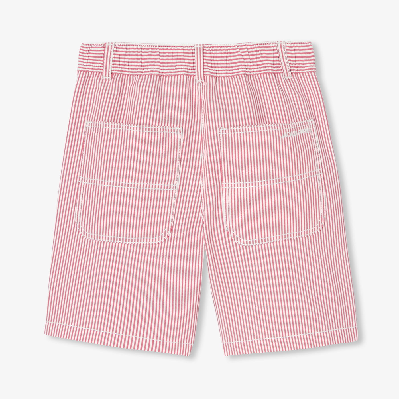 Boys' Bermuda shorts in striped twill - white/red