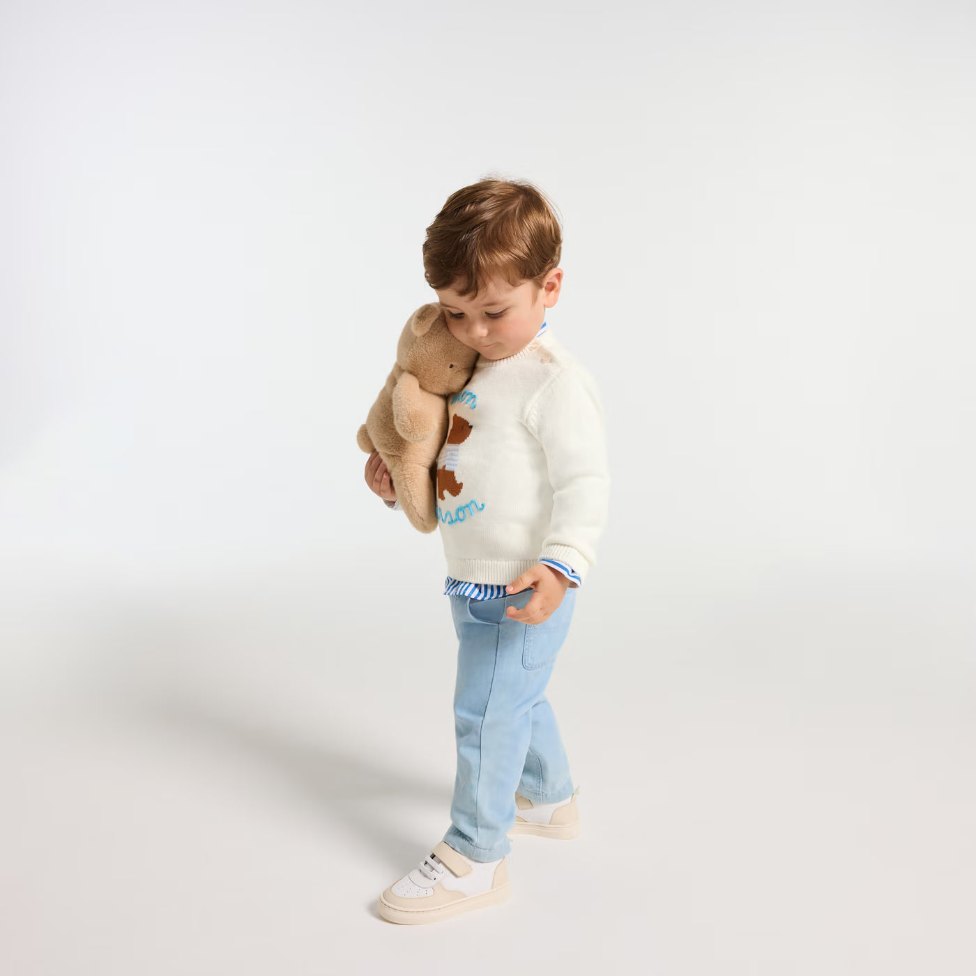 Baby boy cotton sweater - soft white jacadi
