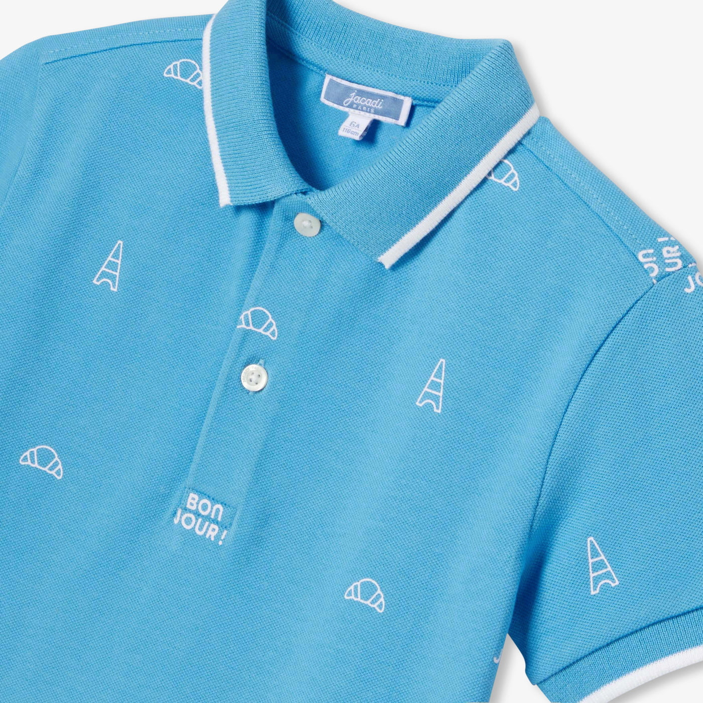 Boy polo shirt in cotton piqué - ciel