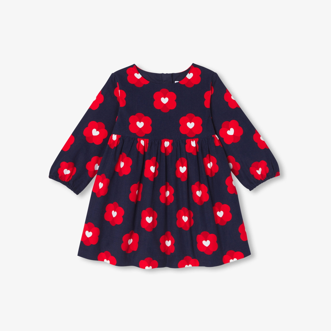 Baby girl dress in velvet milleraies - marine/multico