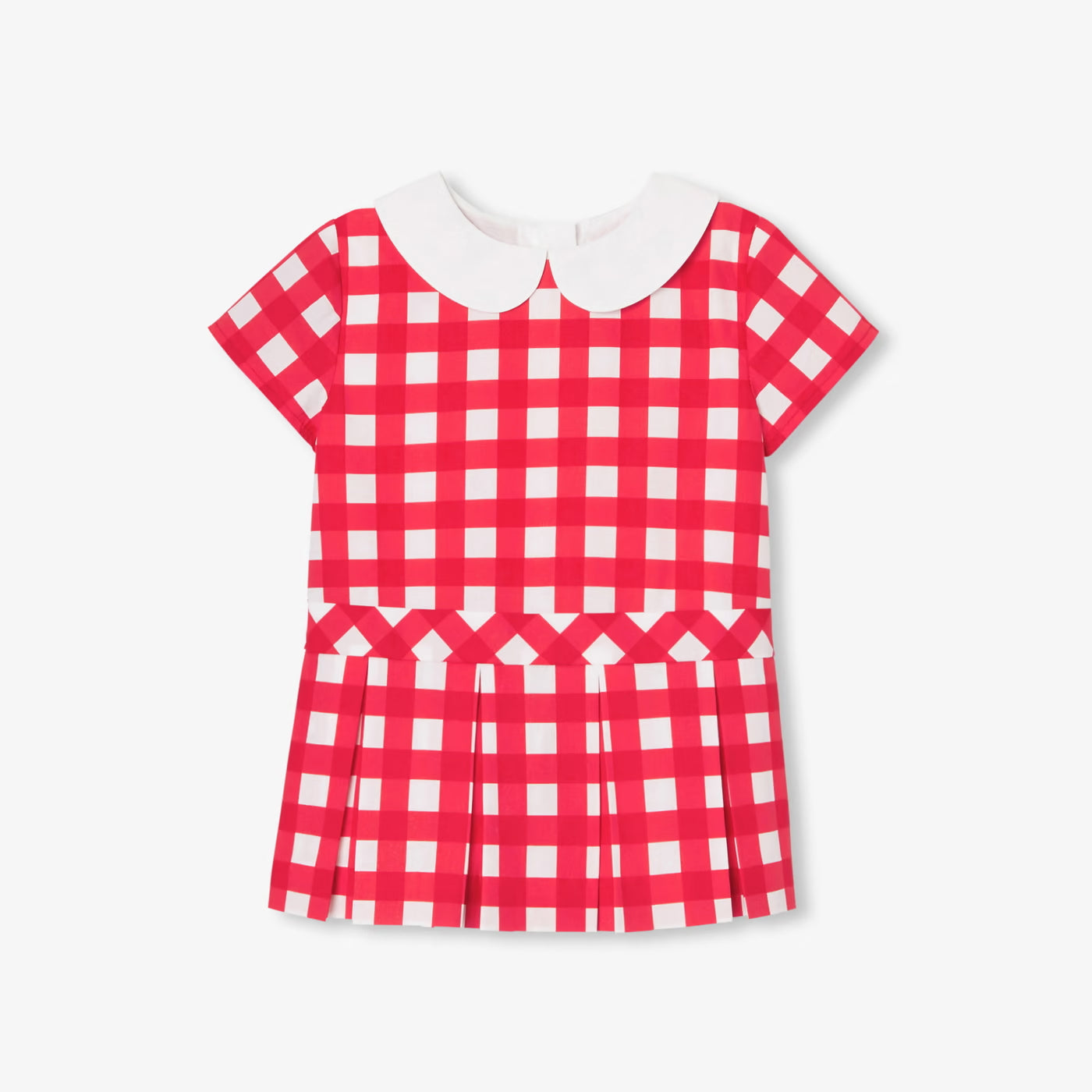 Baby girl's gingham print dress - white/red