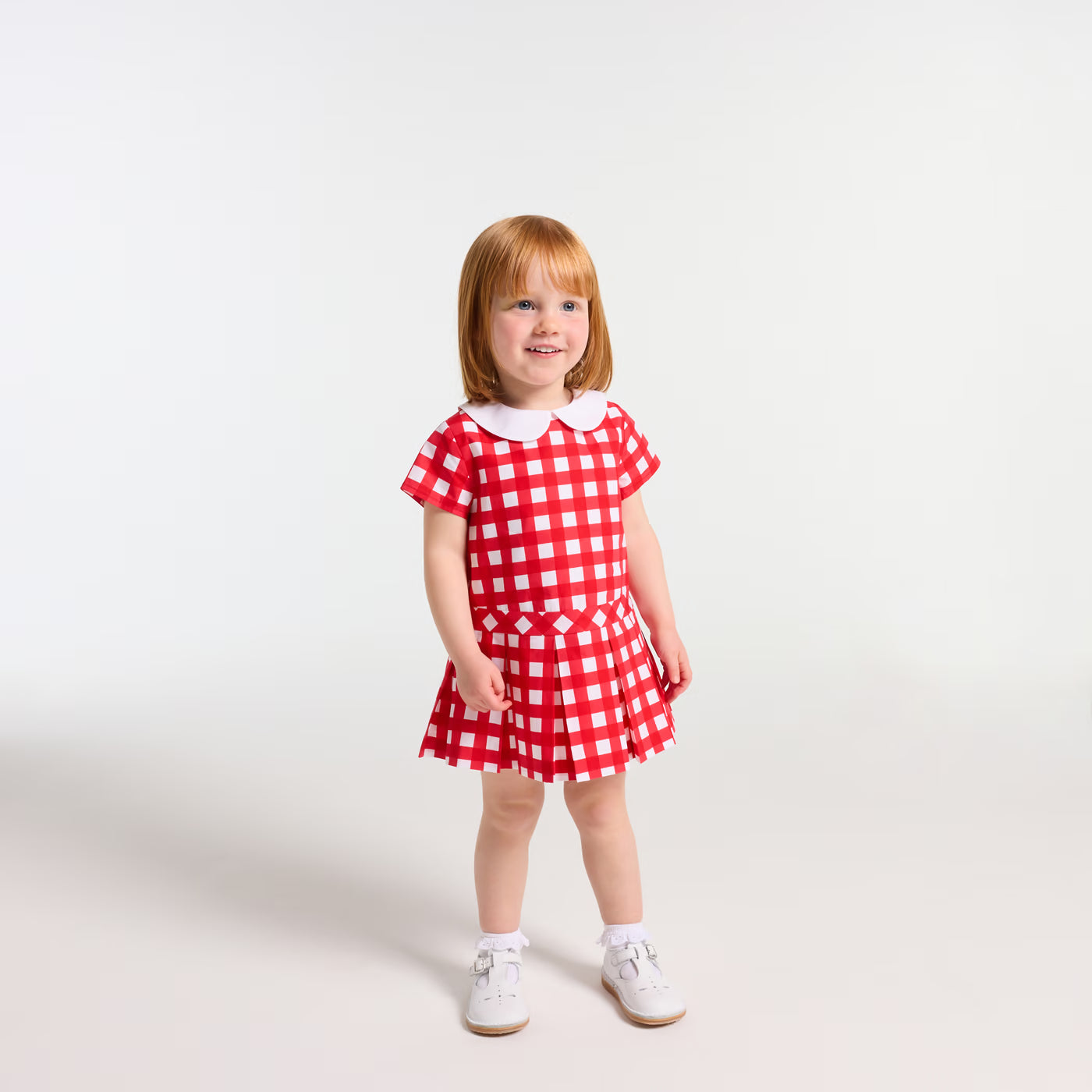 Baby girl's gingham print dress - white/red