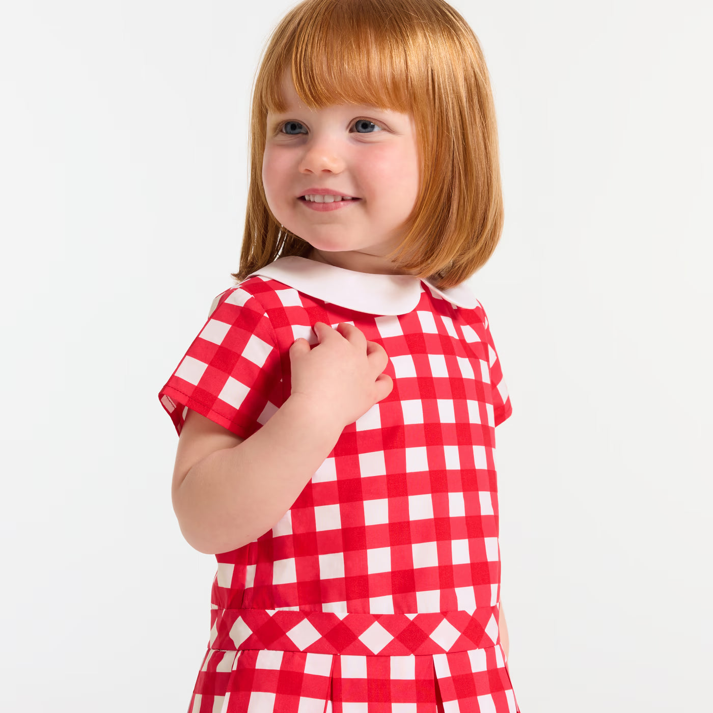 Baby girl's gingham print dress - white/red