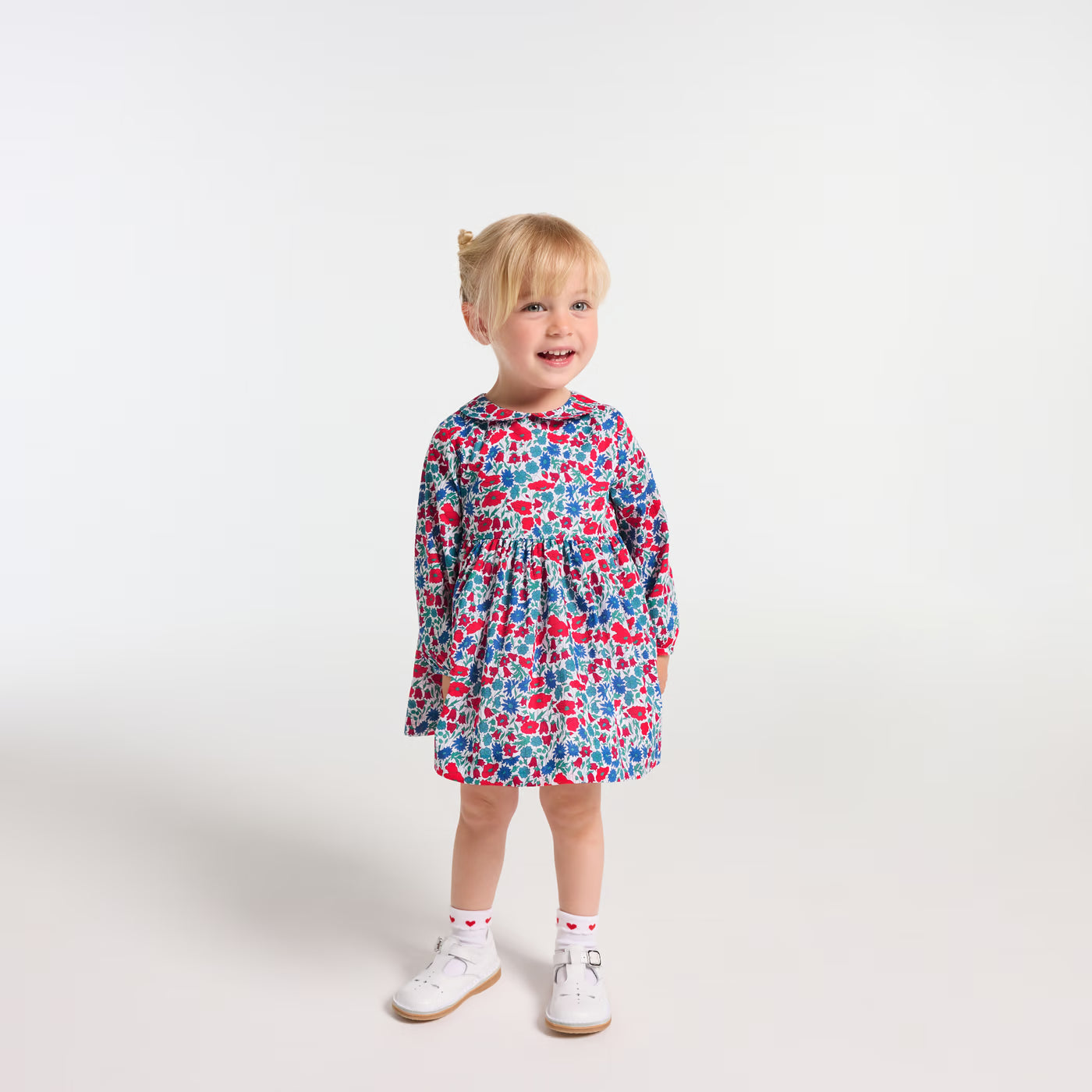 Baby girl dress in Liberty fabric - white/multico