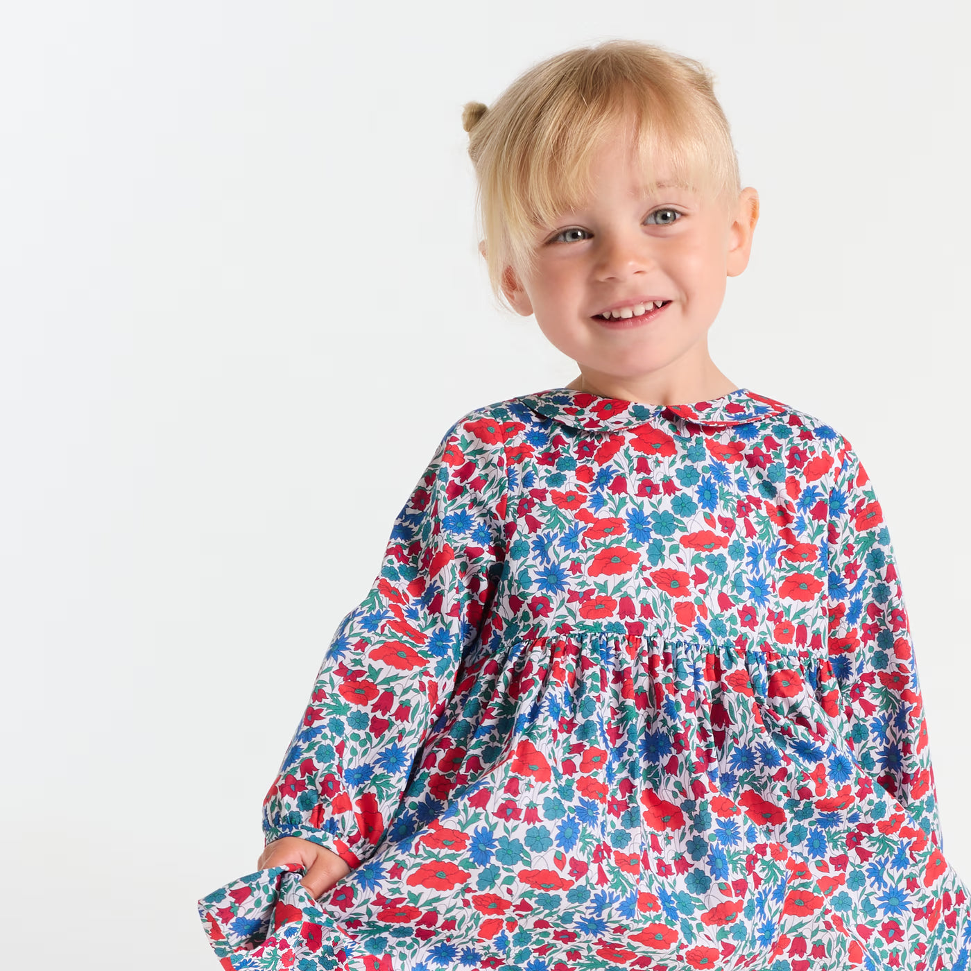 Baby girl dress in Liberty fabric - white/multico