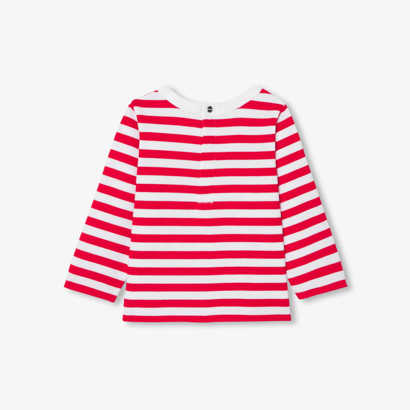 Baby girl Breton tee in thick jersey - blanc/rouge