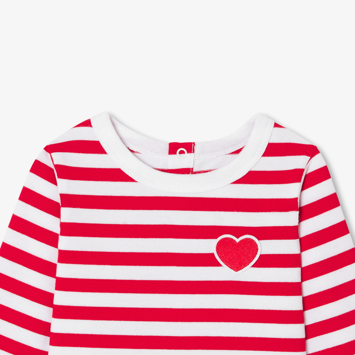 Baby girl Breton tee in thick jersey - blanc/rouge