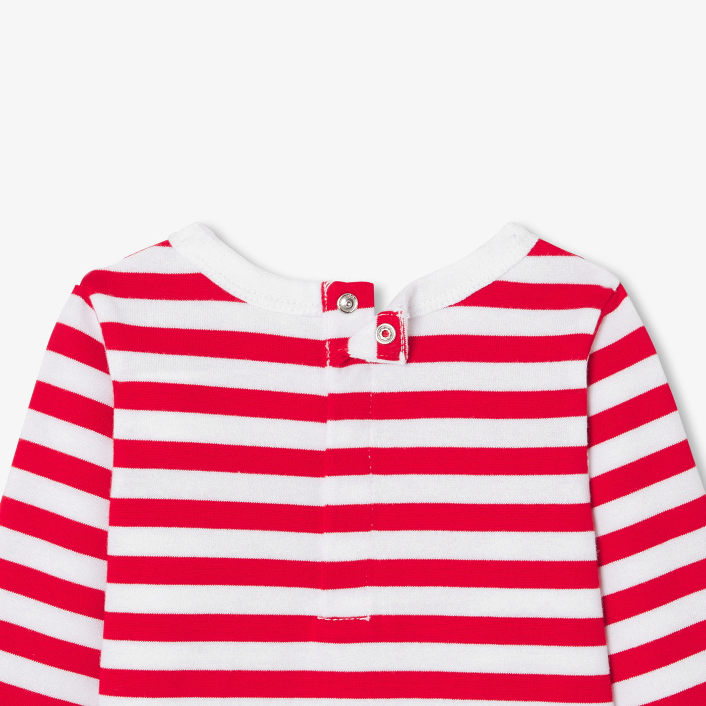 Baby girl Breton tee in thick jersey - blanc/rouge