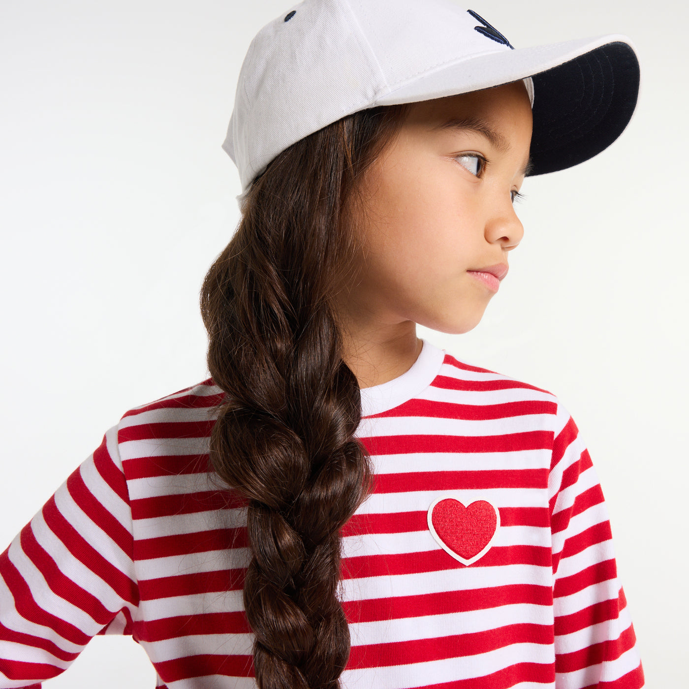 Girl jersey sailor tee - blanc/rouge
