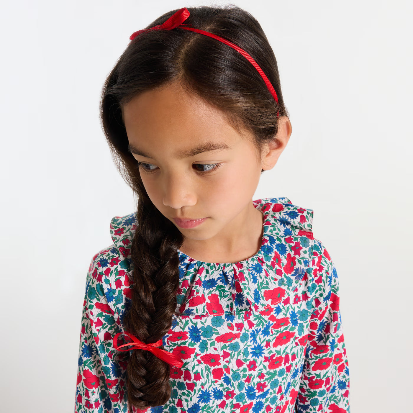 Liberty fabric girl's dress - white/multicolor