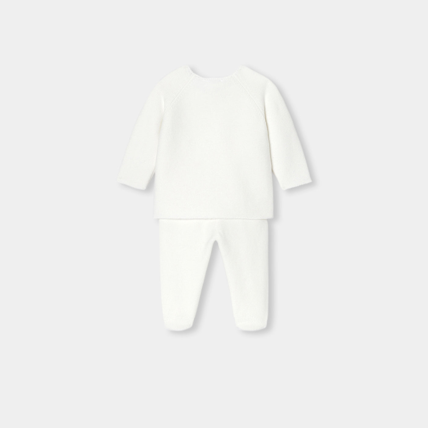 Baby cotton garter-stitch set - blanc doux jacadi