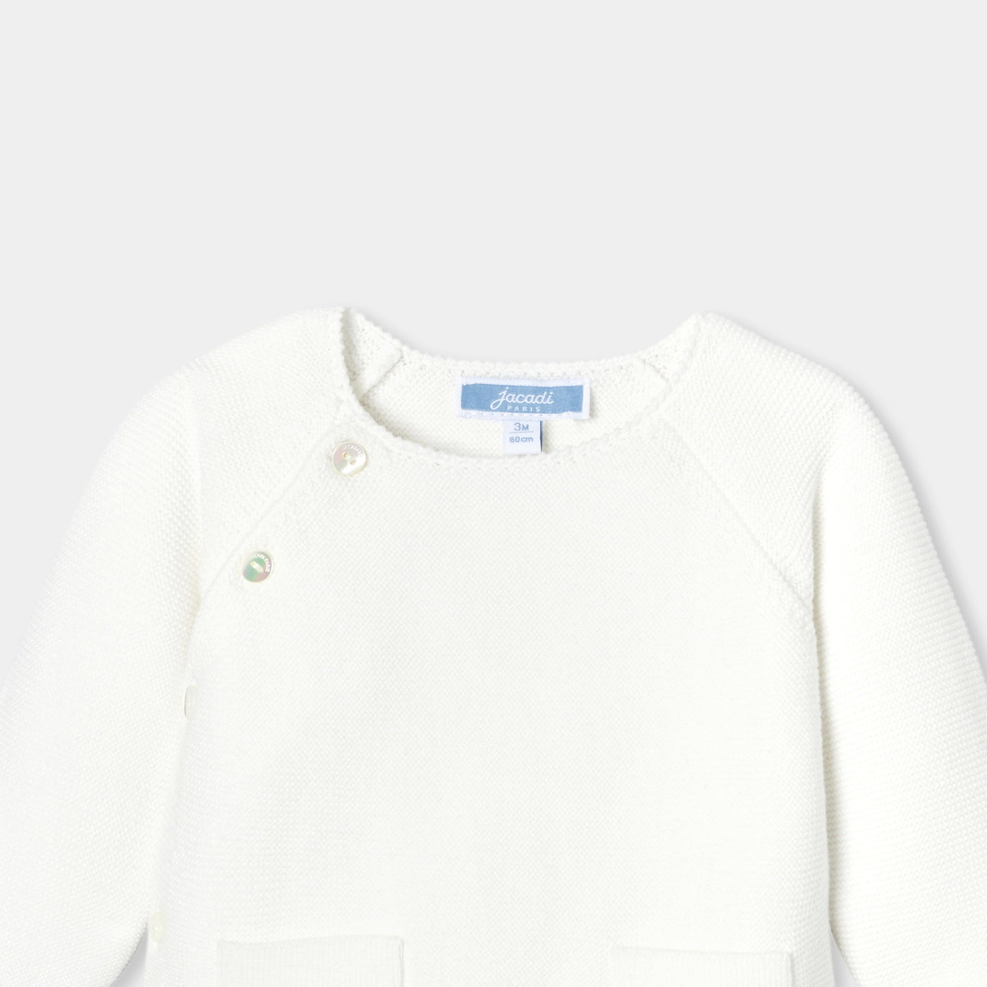Baby cotton garter-stitch set - blanc doux jacadi