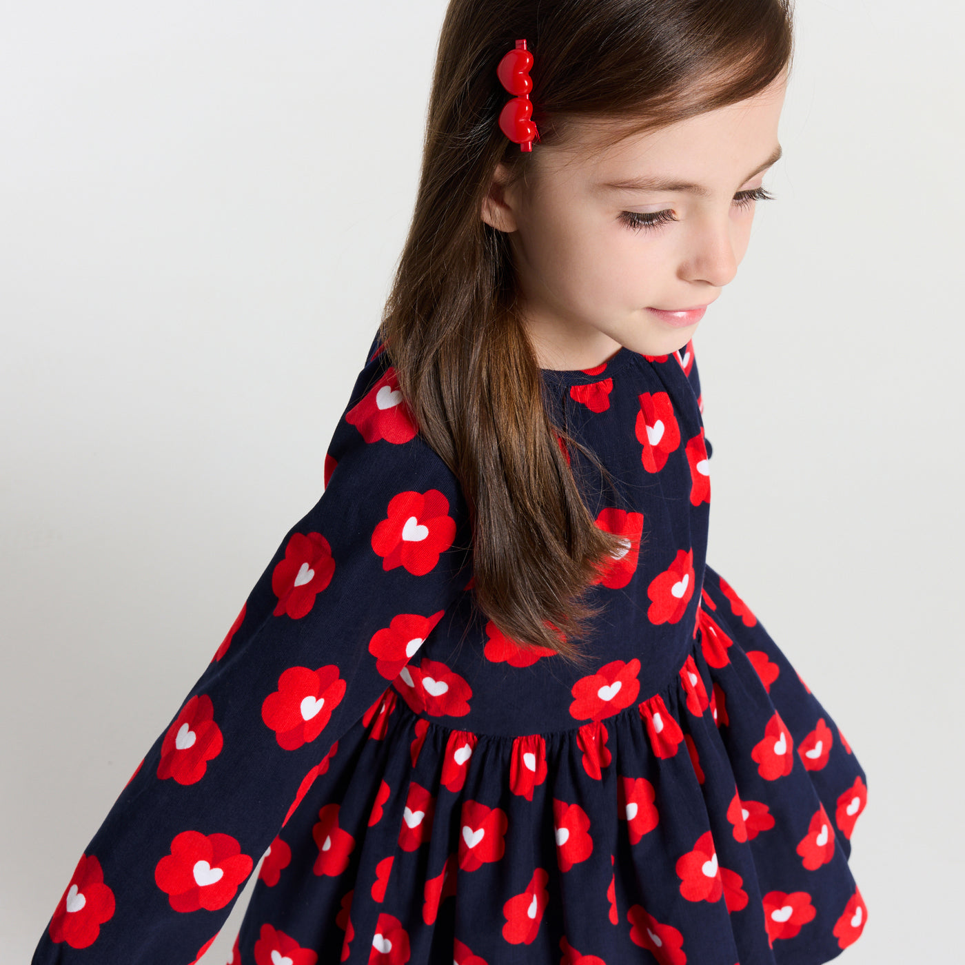 Girl dress in milleraies velvet - marine/multico
