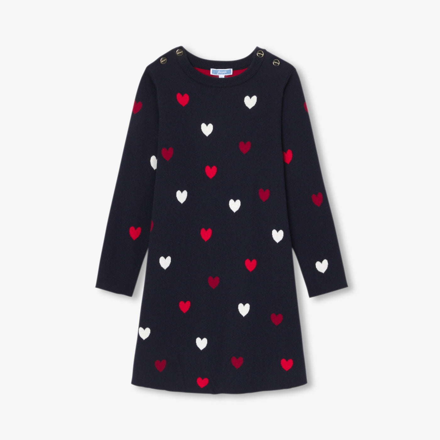 Girl jersey knit dress - marine/multico