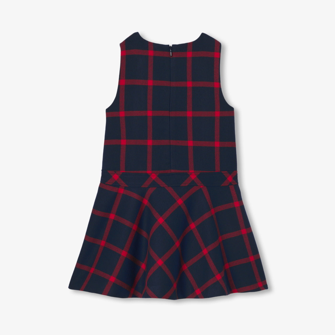 Girl pinafore dress in flannel - marine/rouge