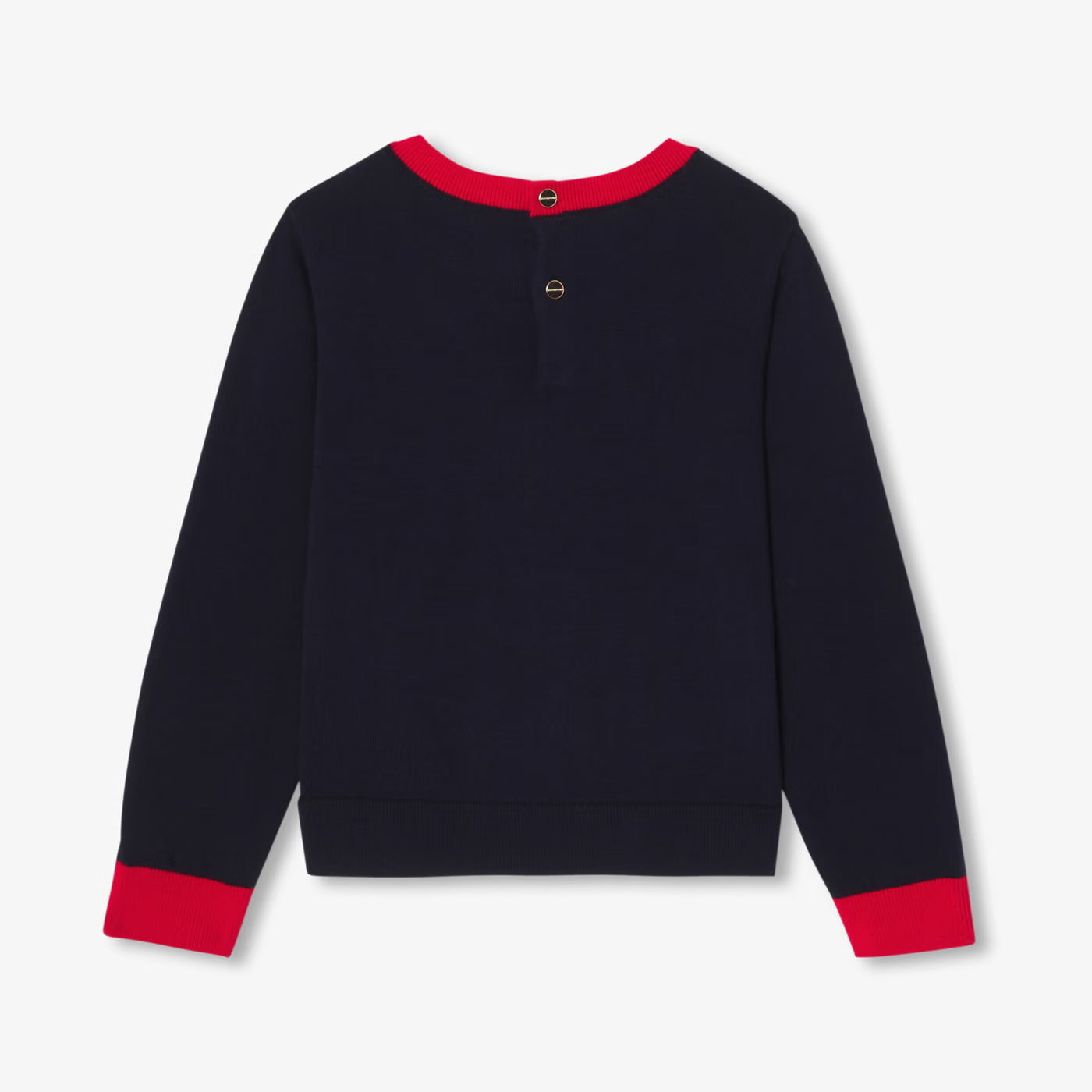 Girl jacquard flower sweater - marine/rouge