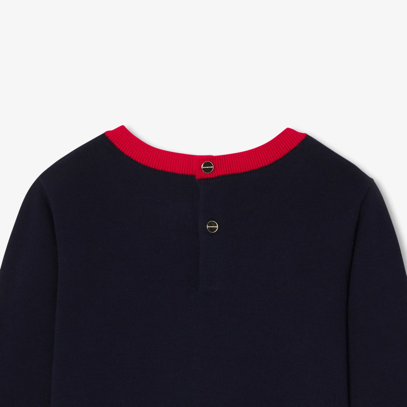 Girl jacquard flower sweater - marine/rouge
