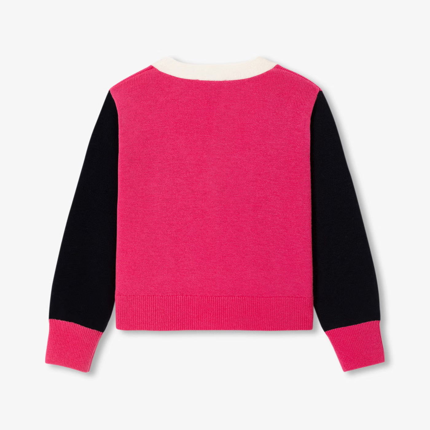 Girl colour block cardigan - geranium