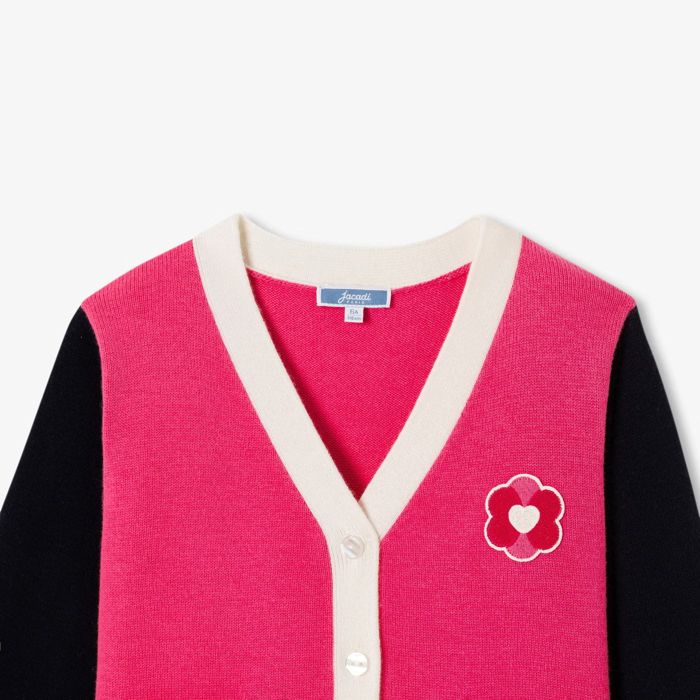 Girl colour block cardigan - geranium