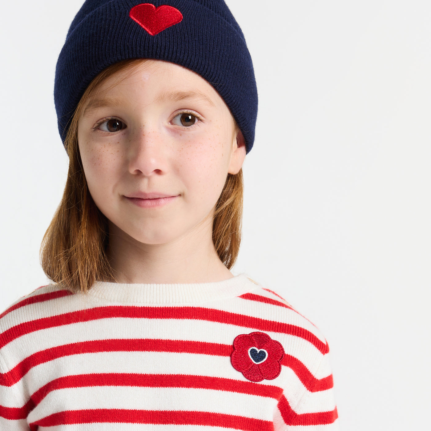 Girl striped sweater - white/red