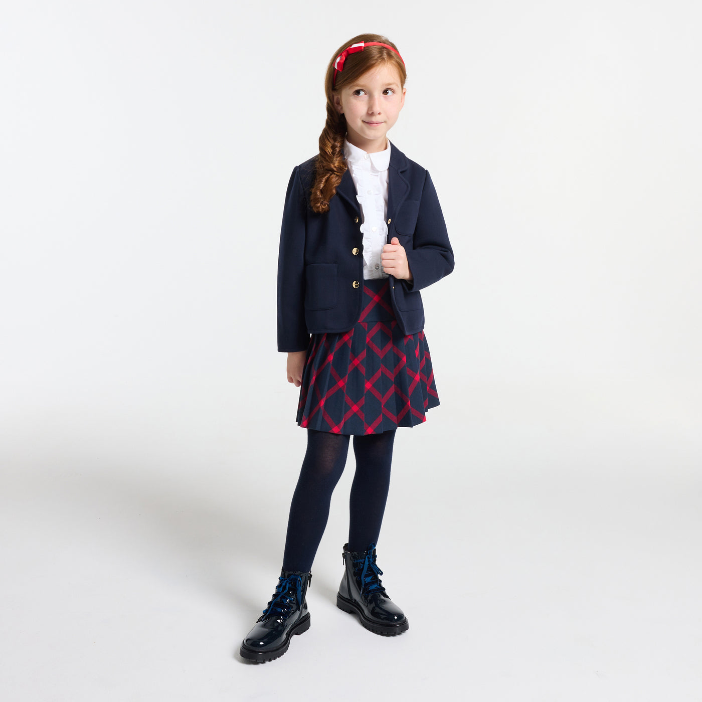 Girl plaid skirt - marine/rouge