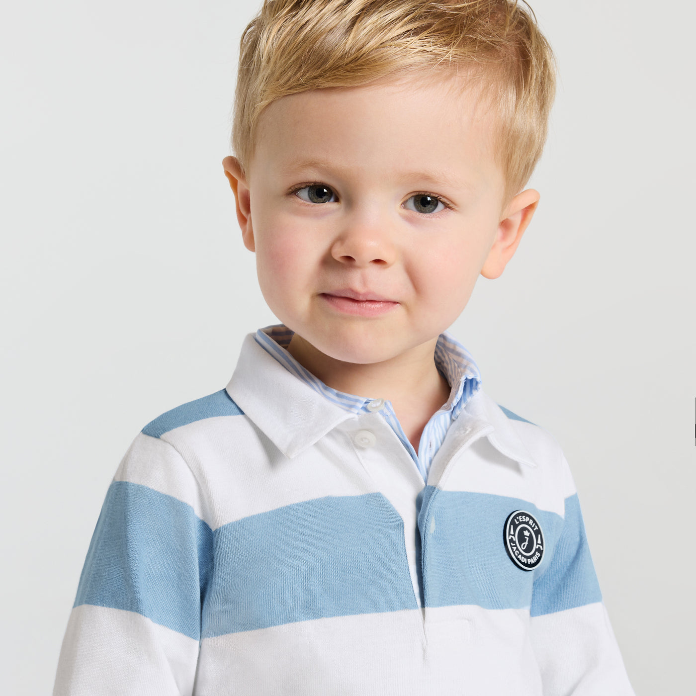 Baby boy long-sleeved polo shirt - blanc/ciel