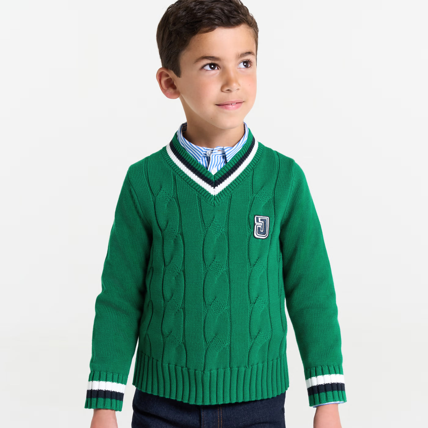 Children cotton cricket sweater - vert fonce