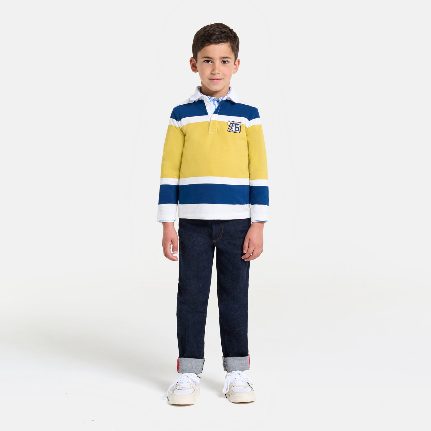Boy polo shirt - blanc/jaune