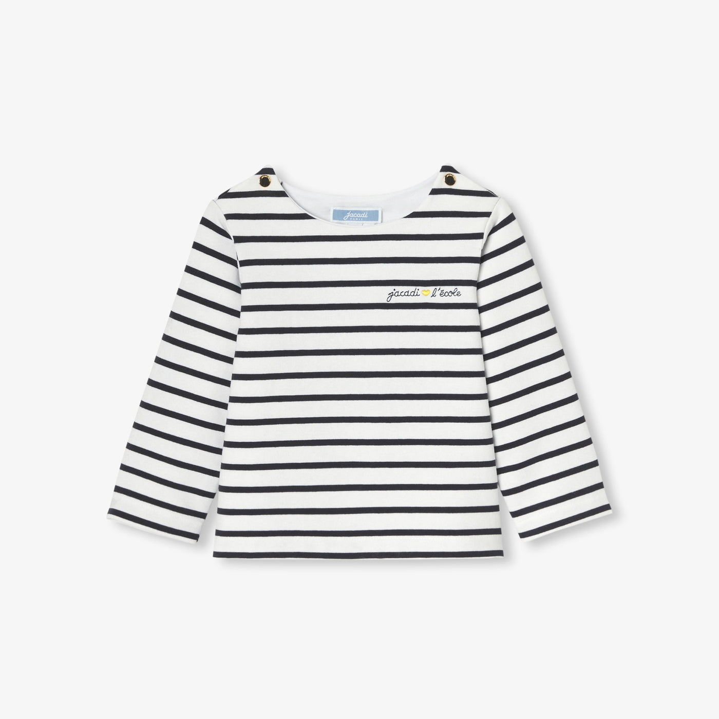 Baby girl Breton tee in lightweight fleece - blanc/marine