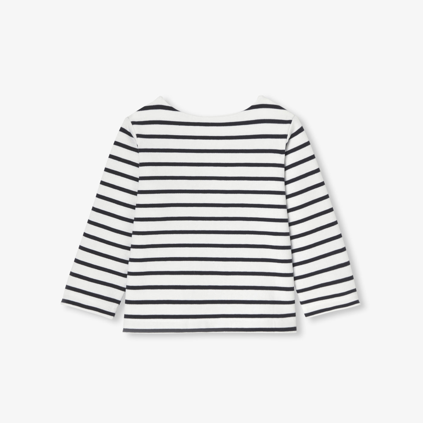 Baby girl Breton tee in lightweight fleece - blanc/marine