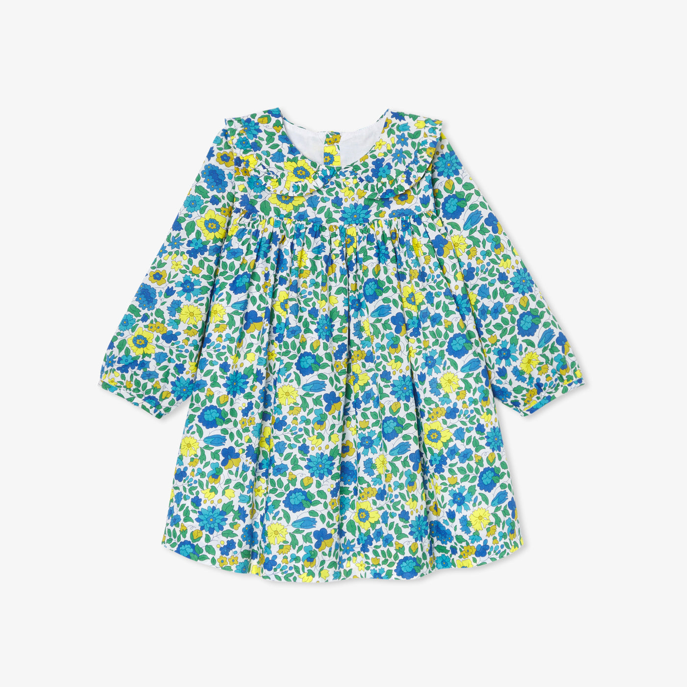 Baby girl dress in velvet Liberty fabric - blanc/multico