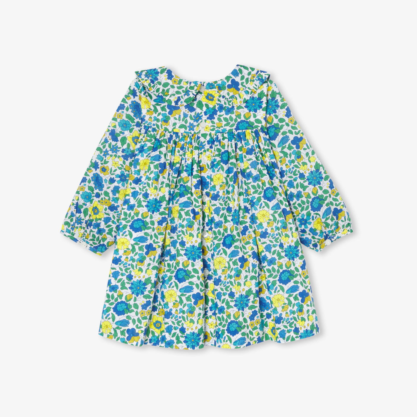 Baby girl dress in velvet Liberty fabric - blanc/multico