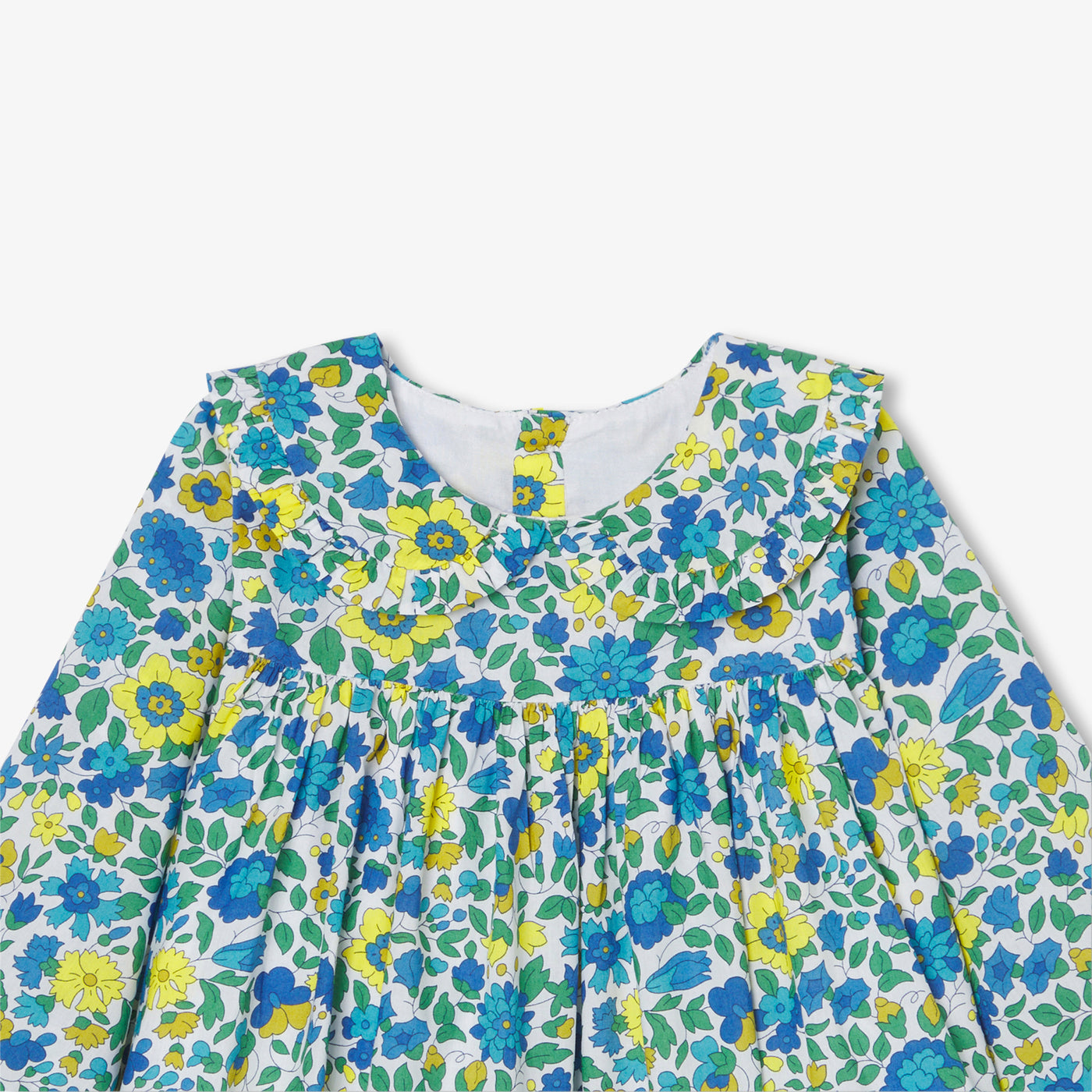 Baby girl dress in velvet Liberty fabric - blanc/multico