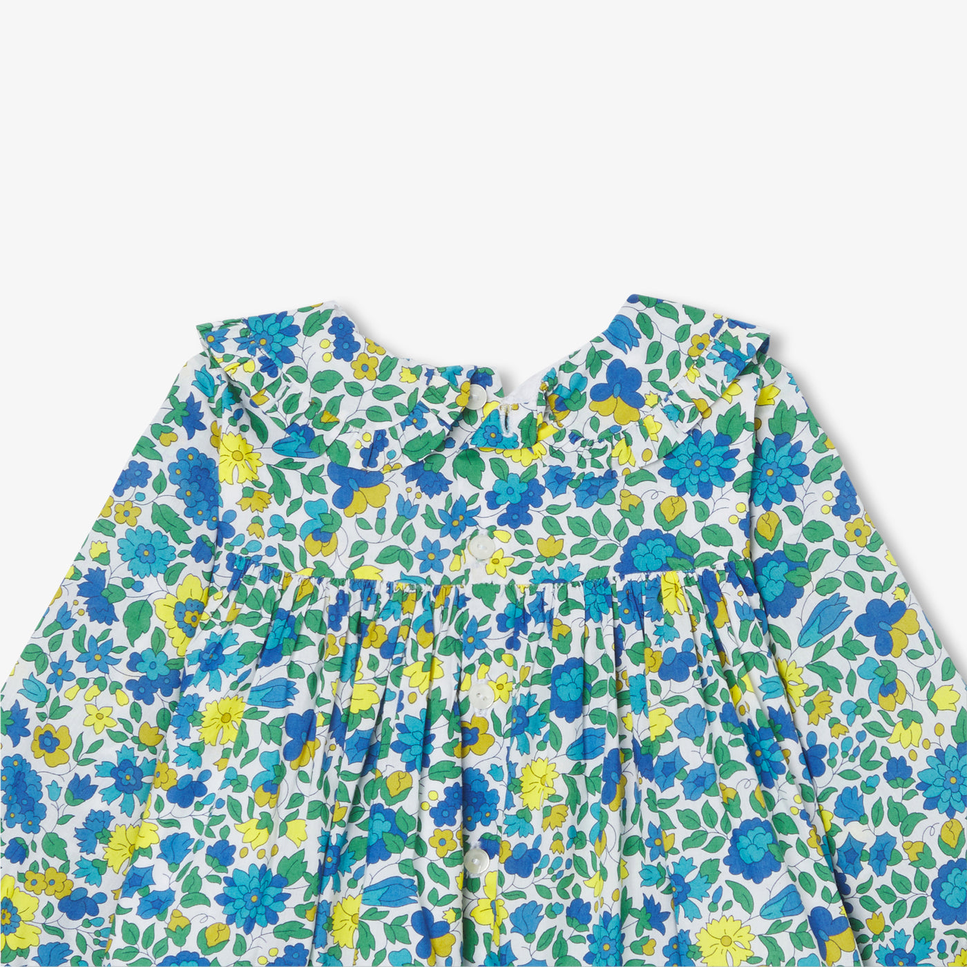 Baby girl dress in velvet Liberty fabric - blanc/multico