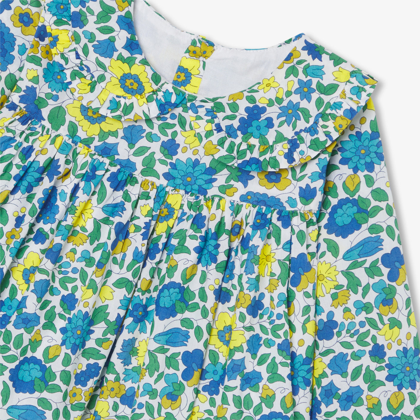 Baby girl dress in velvet Liberty fabric - blanc/multico